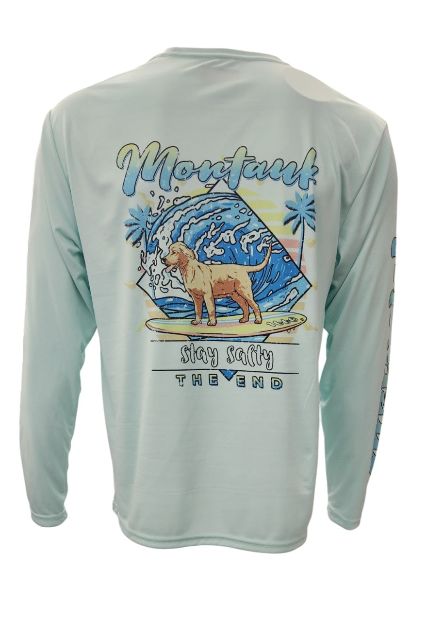 Adult Montauk The End Stay Salty DriFit Performane Long Sleeve Tee