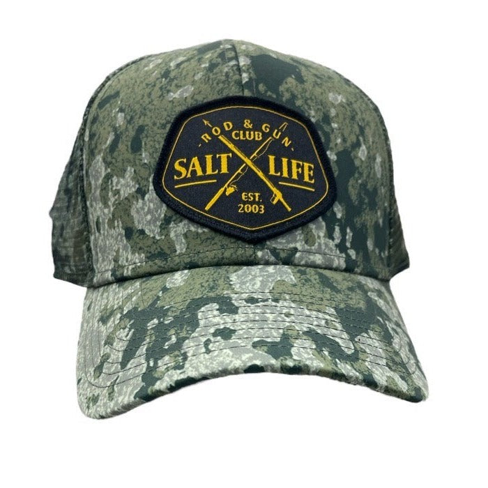 Salt Life Rod & Gun Club Trucker Hat Green Camo / One Size