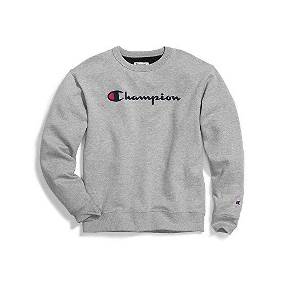 Champion Mens  Logo Scrript Powerblend Fleece Crew, Adult