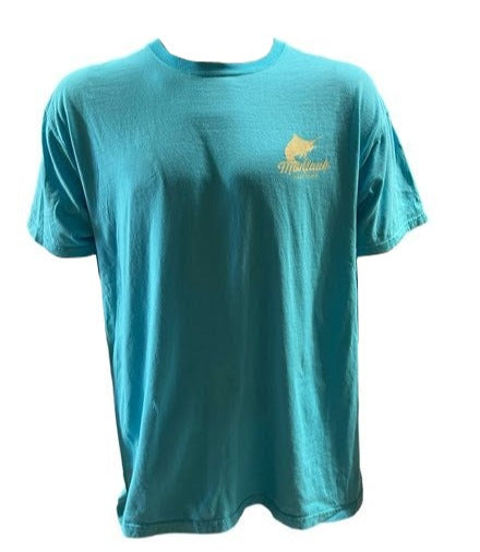 Men's Wild West Montauk The End Marlin Short Sleeve Tee Shirt in Aqua