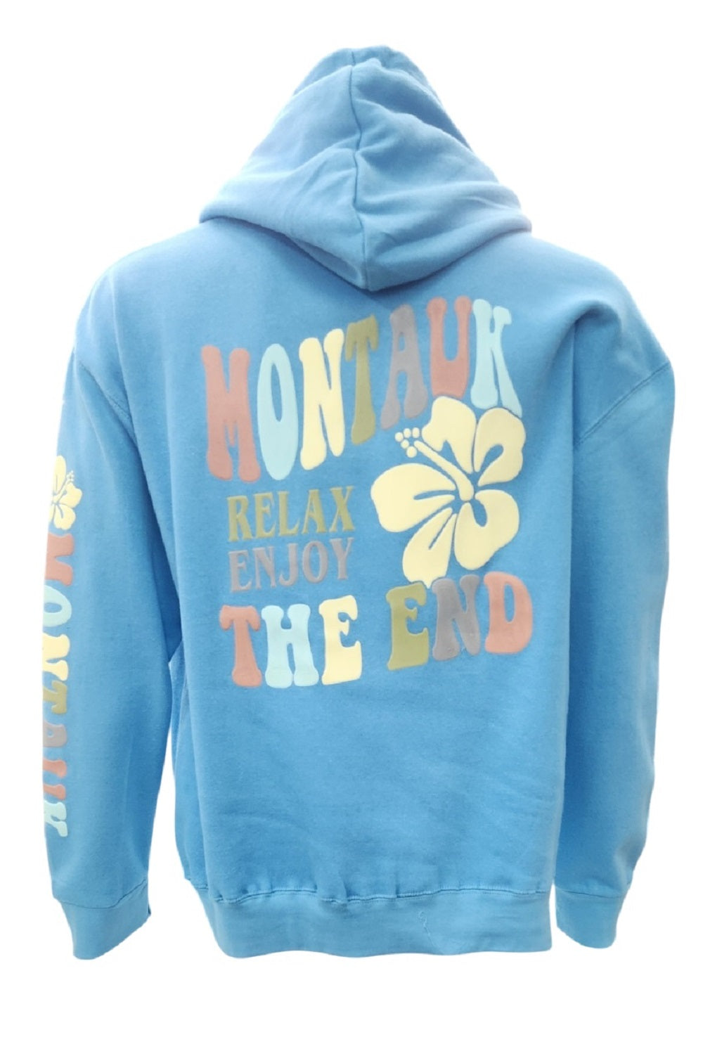 Adult Unisex Screen Printed Montauk Relax Enjoy Hooded Pullover