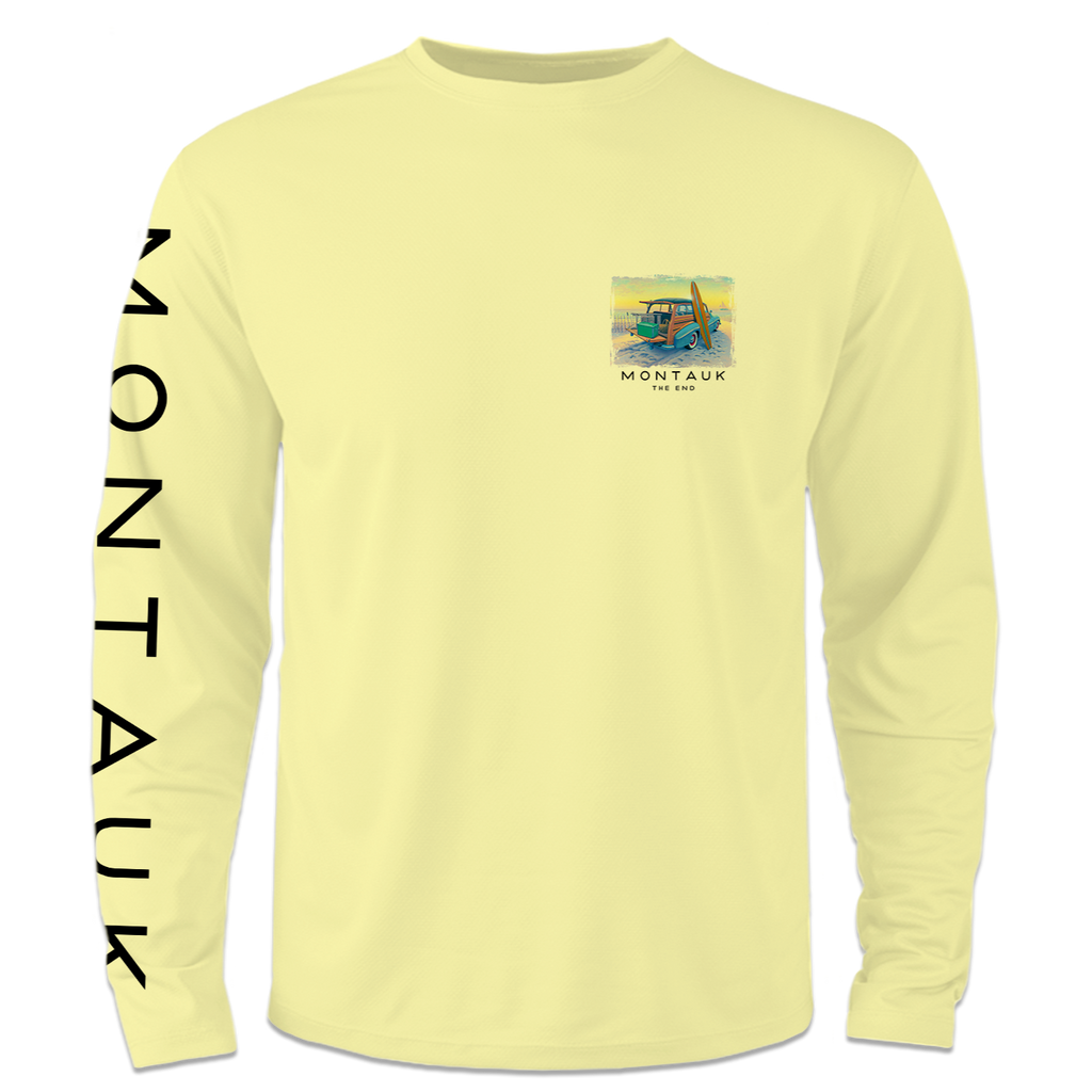 Men's Montauk Surf and Sports Montauk The End Woody Design Long Sleeve Tee