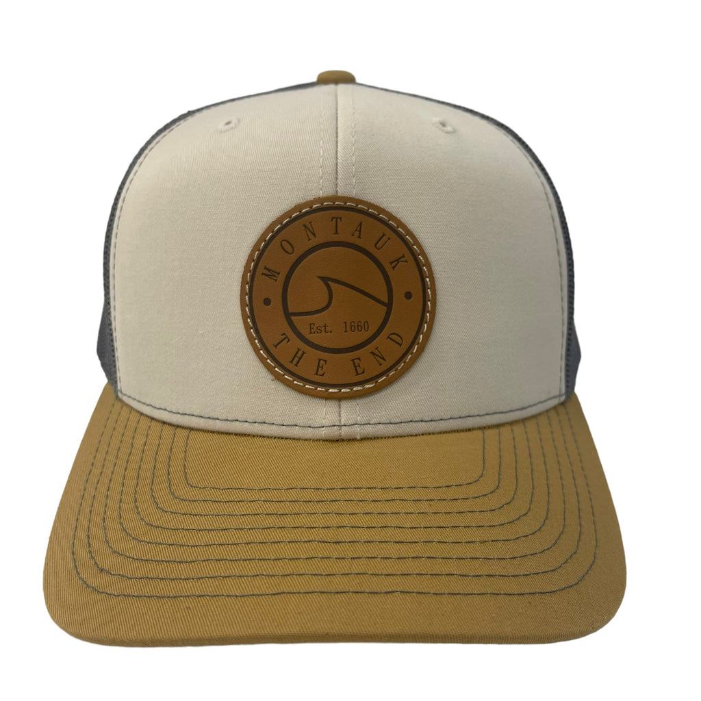 Montauk Surf and Sports The End Wave Leather Ostrich Style Hat in Khaki