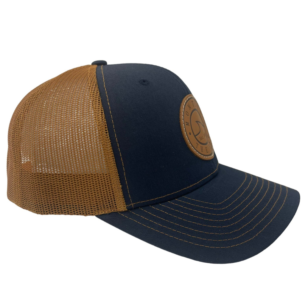 Montauk Surf and Sports The End Wave Leather Ostrich Style Hat in Blue and Brown