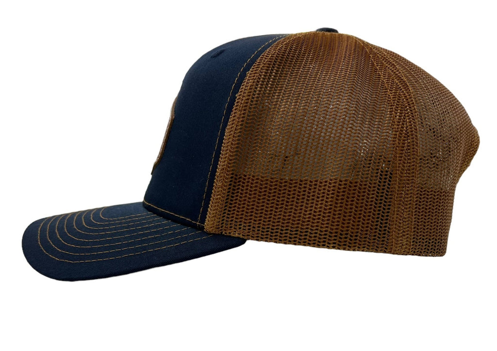 Montauk Surf and Sports The End Wave Leather Ostrich Style Hat in Blue and Brown