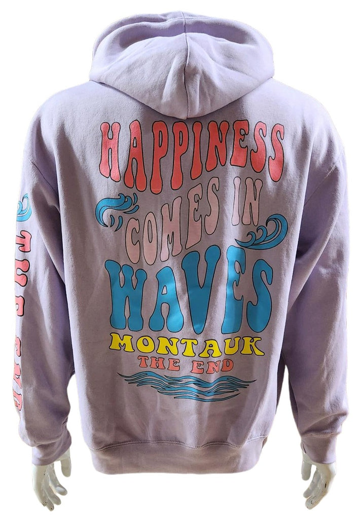 Adult Happiness Comes in Waves Montauk The End Hooded Pullover