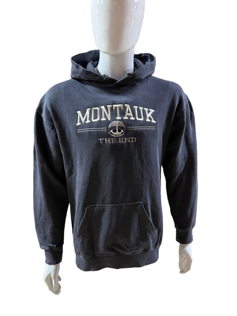 Adult Montauk The End Anchor Embroidered Hooded Pullover Fleece