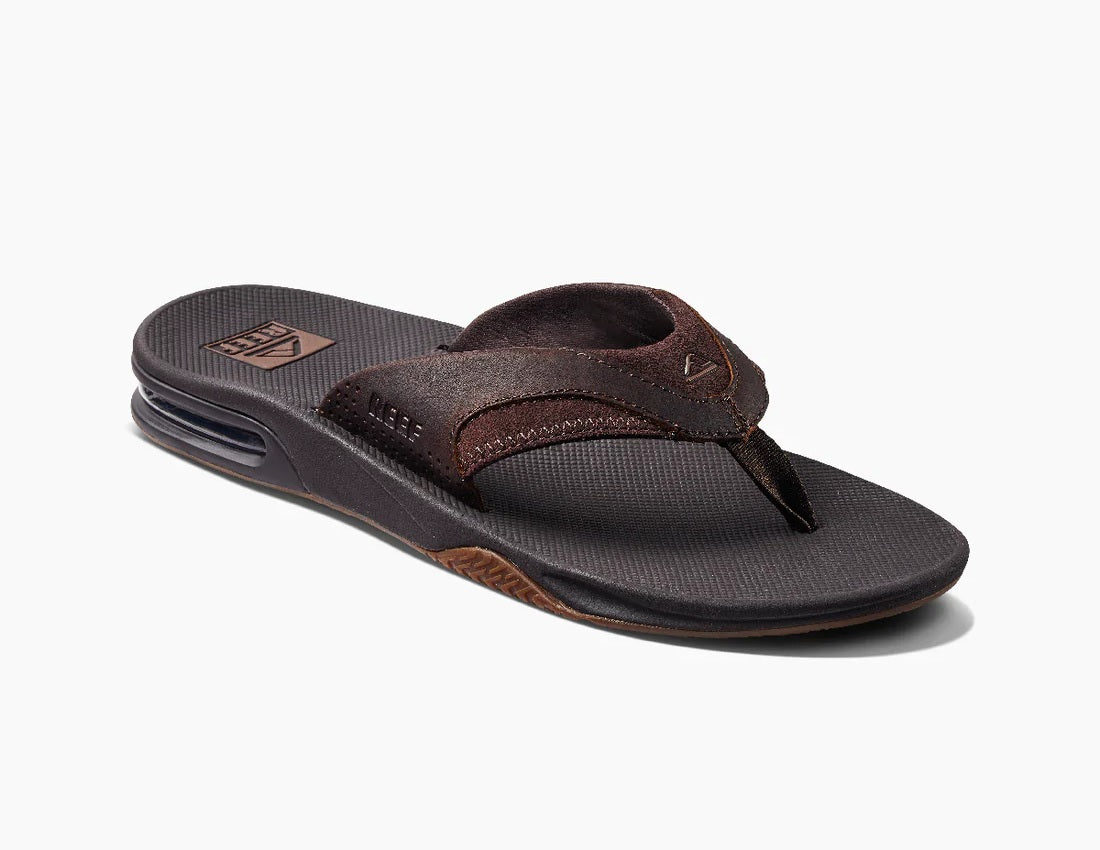 Reef Mens Leather Fanning Flip Flop, Adult display picture 3