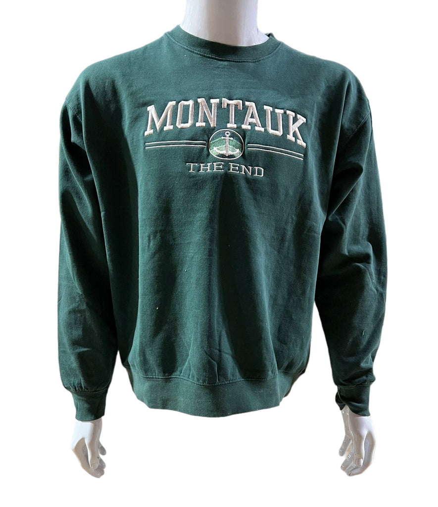 Adult Montauk The End Anchor Embroidered Pullover Crewneck Fleece
