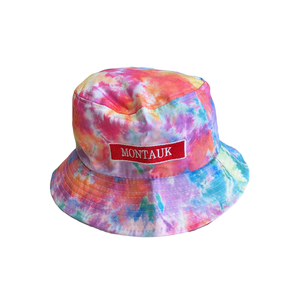 Montauk Embroidered Bucket Hat in Multi-Color Tie Dye