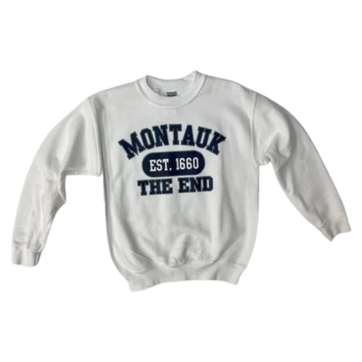 Youth Montauk The End Est 1660 Screen Printed Crewneck in White
