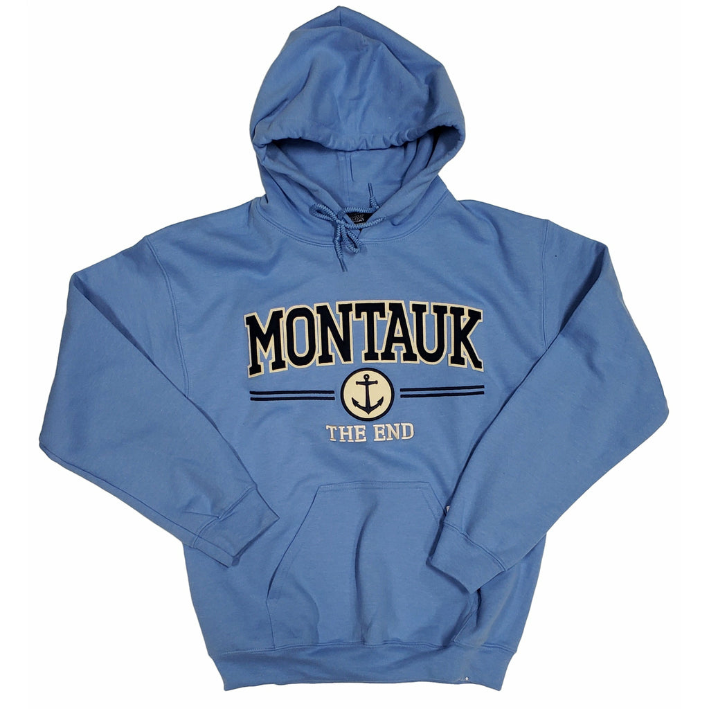 Adult Montauk The End Anchor Pullover Hoodie in Light Blue