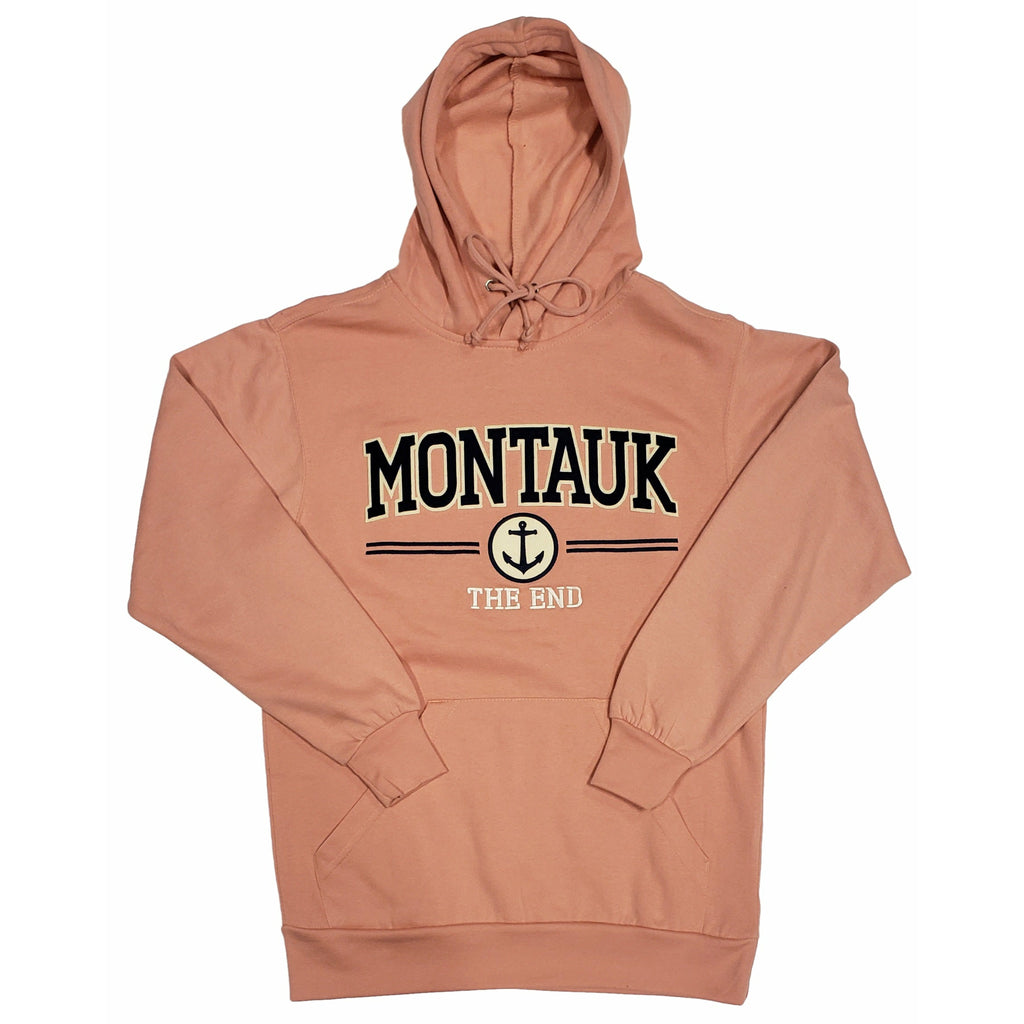 Adult Montauk The End Anchor Pullover Hoodie in Salmon