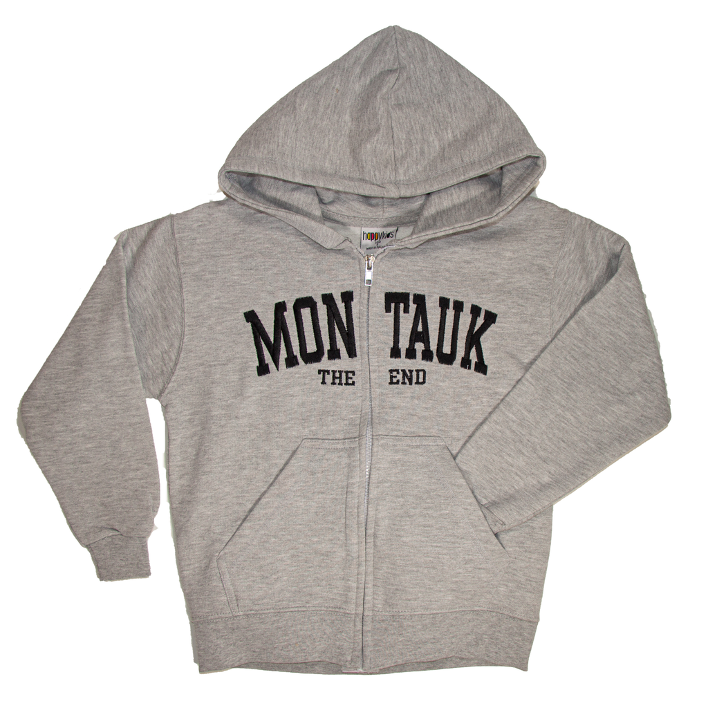 Sweatshirt, Zip-Up Hoodie, Montauk The End, Embroidered, Youth.