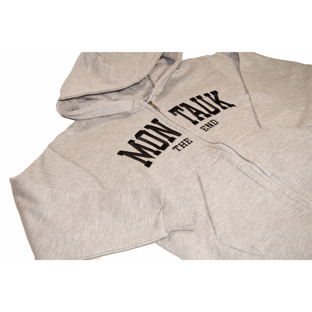 Sweatshirt, Zip-Up Hoodie, Montauk The End, Embroidered, Youth.