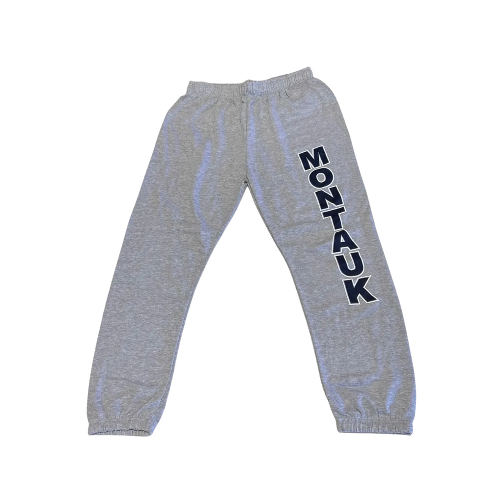 Adult Montauk MV Sports Screen Printed Fleece Sweatpants in Grey with White and Black Lettering