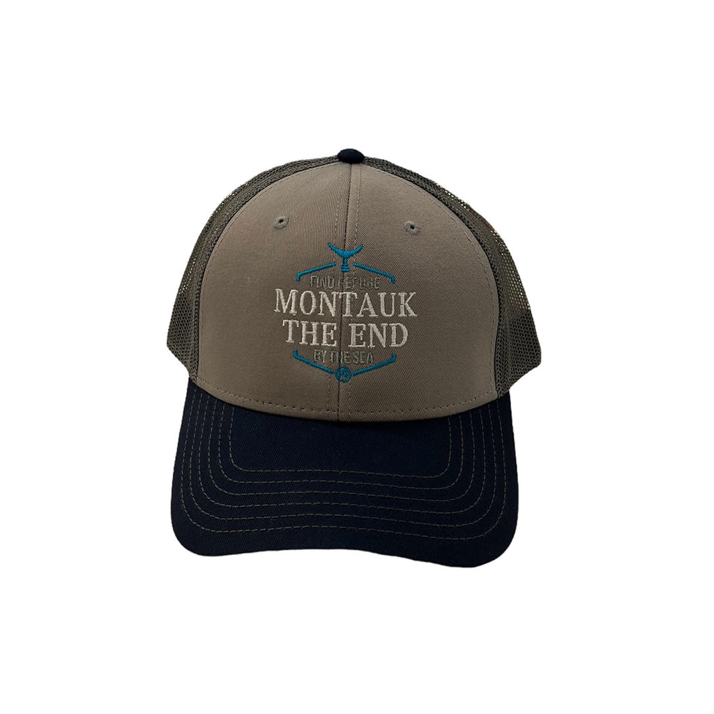 Montauk Surf and Sports Find Refuge By The Sea Embroidered Hat in Navy Grey and Charcoal