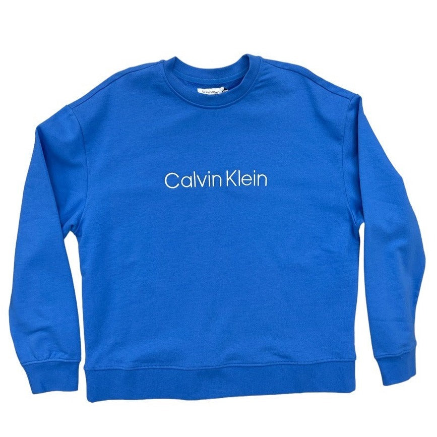 Calvin Klein Embroidered Logo Crewneck Sweatshirt in Blue