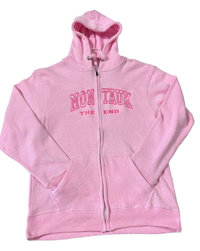Adult Ragwear Montauk The End Embroidered Nantucket Zip-Up Hoodie in Neon Pink
