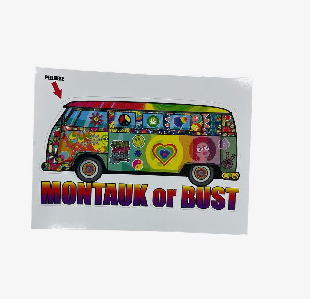 Retro Montauk or Bust Bus Sticker