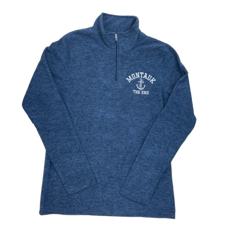 Adult Embroidered Charles River Montauk The End Anchor Logo 1/4 Zip-Up Cadet
