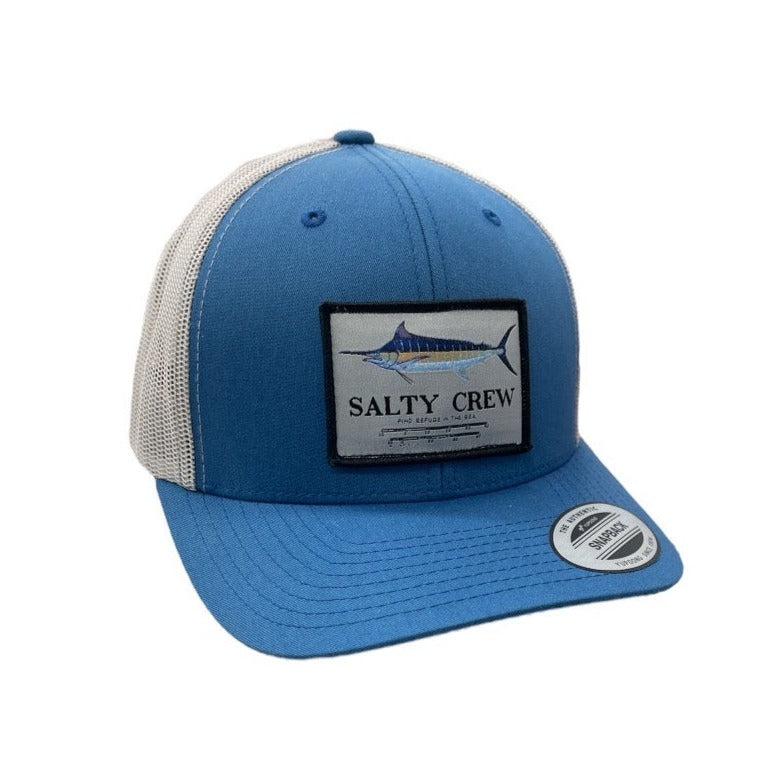 Salty Crew Find Refuge by the Sea Trucker Hat in Blue