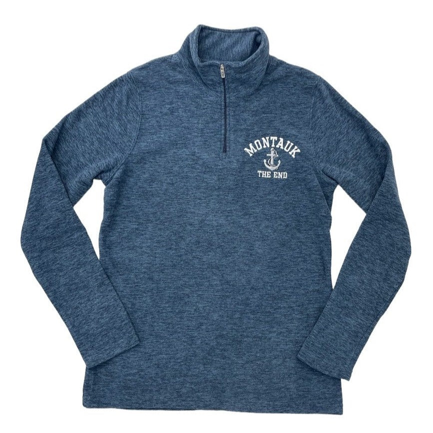 Womens Embroidered Charles River Montauk The End Anchor Logo 1/4 Zip-Up Cadet in Heather Navy
