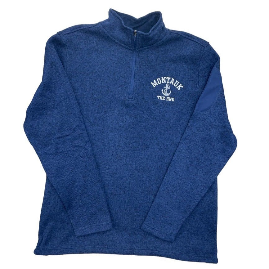 Adult Embroidered Charles River Montauk The End Anchor Logo 1/4 Zip-Up Cadet