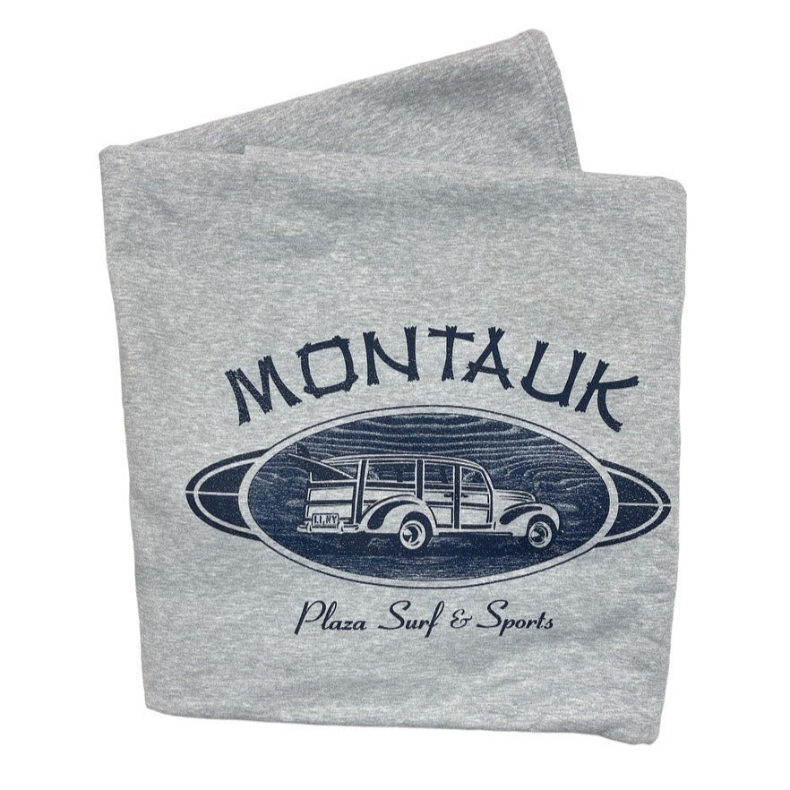 Montauk Surf Board Fleece Blanket in Grey