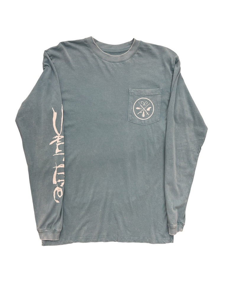 Salt Life Since 03 Anything with Fins Graphic L/S Tee with Pocket in Distressed Grey