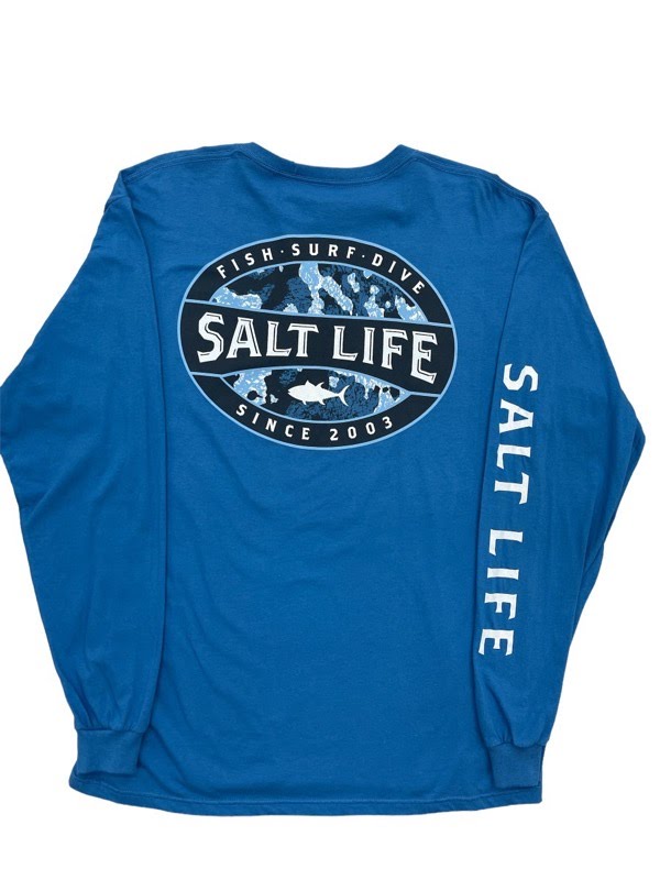 Salt Life Fish Surf Dive Since 2003 Graphic L/S Tee in Blue