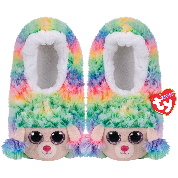TY Rainbow the Poodle Girls Slippers