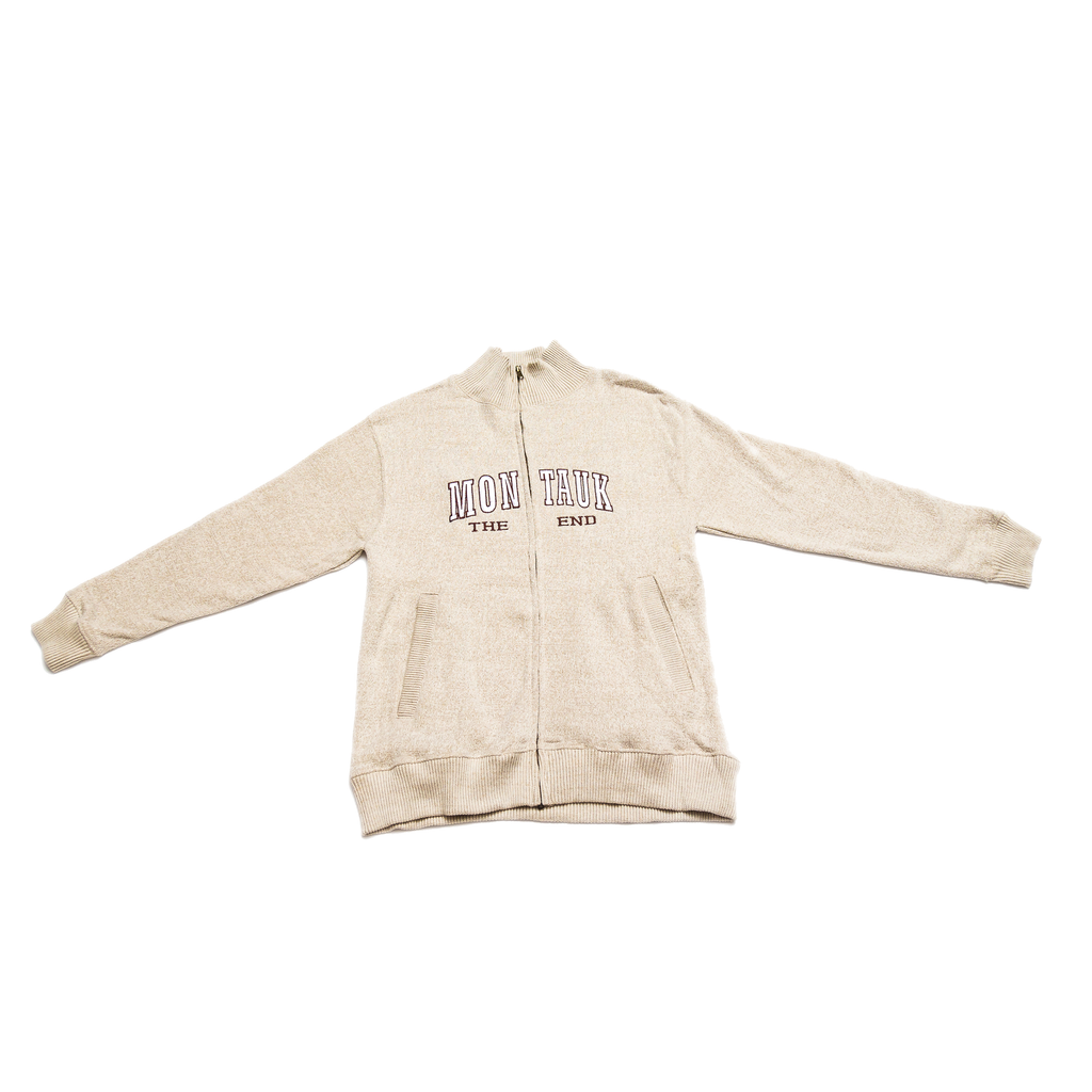 Adult Montauk The End Embroidered Nantucket Zip-up Cadet in Oatmeal
