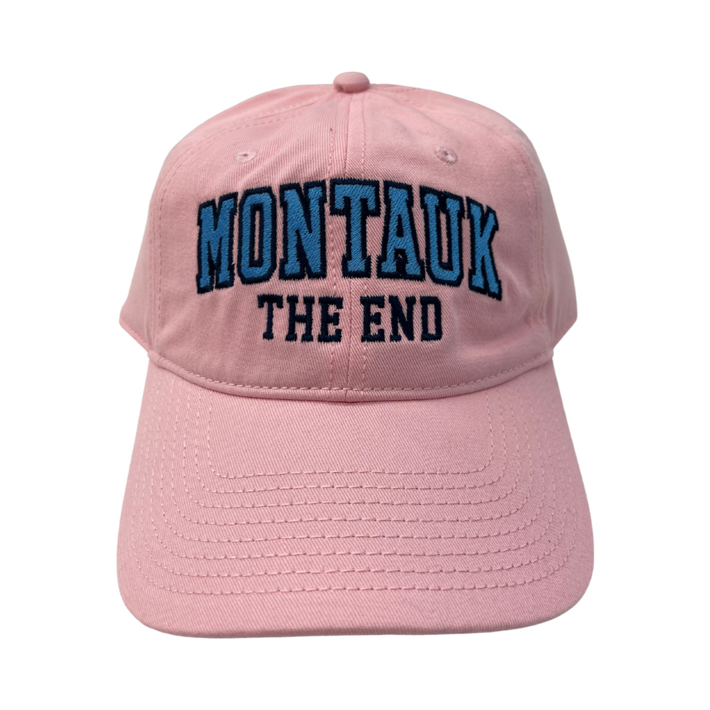 Montauk The End Embroidered Hat in Pink and Black