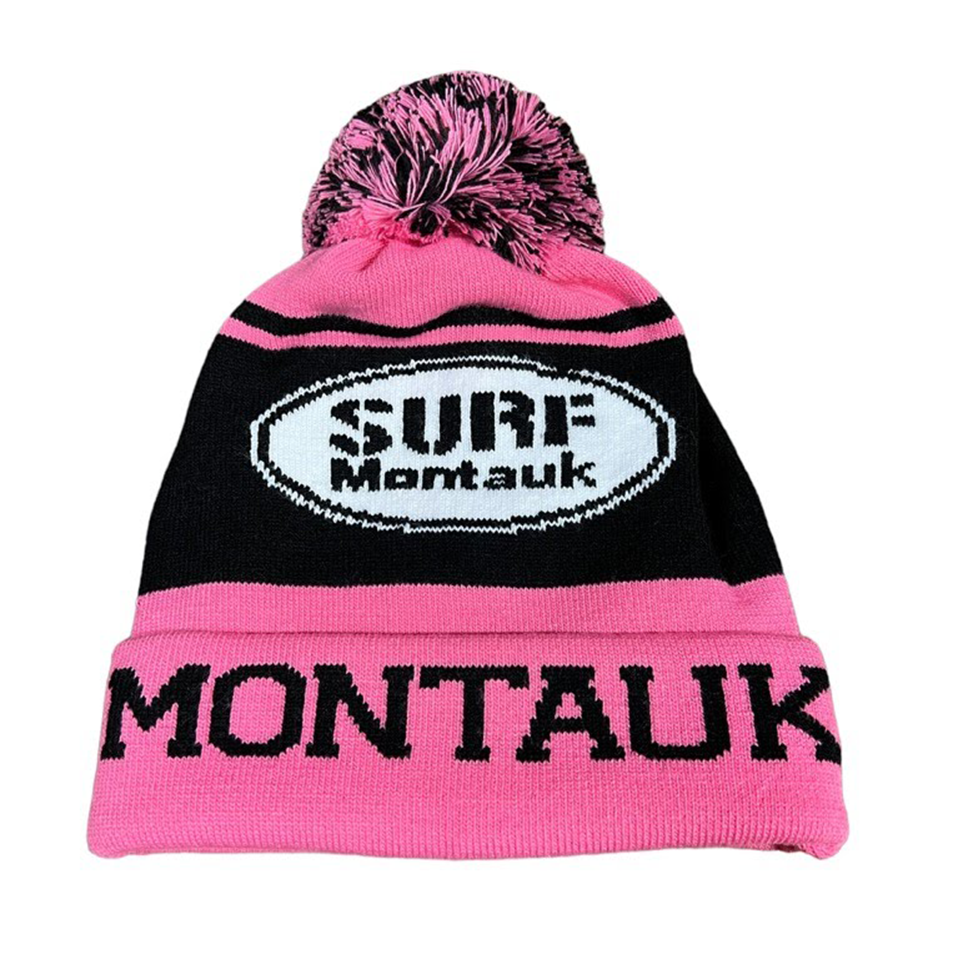 Surf Montauk Beanie in Pink with Black